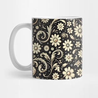 Black and Beige Floral Mug